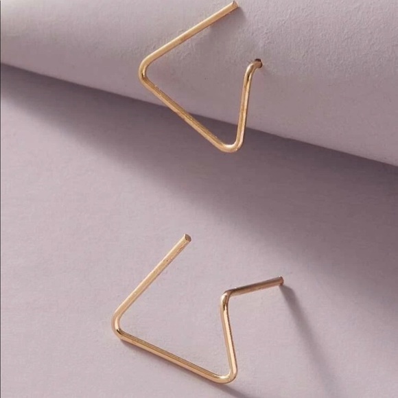 Gold 𝅺3/$30 Triangle Minimalist Earrings - Picture 2 of 2